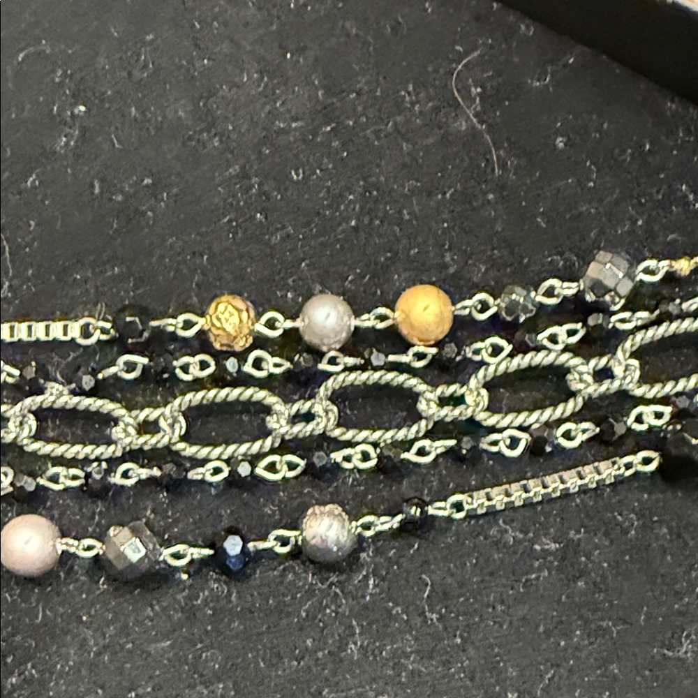 Tocara Elegant Silver, Gold, Black and Grey 5 Row Chain Bracelet! - Picture 3 of 11